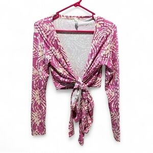 Daily Practice by Anthropologie Wrap Crop Top – Pink & Beige – Size Small